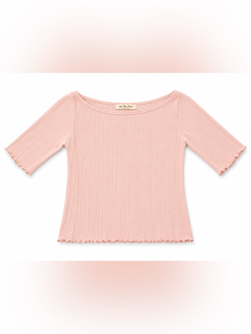 Free People We The Free Pink Ribbed Lettuce Hem Top Women’s Small S Boho